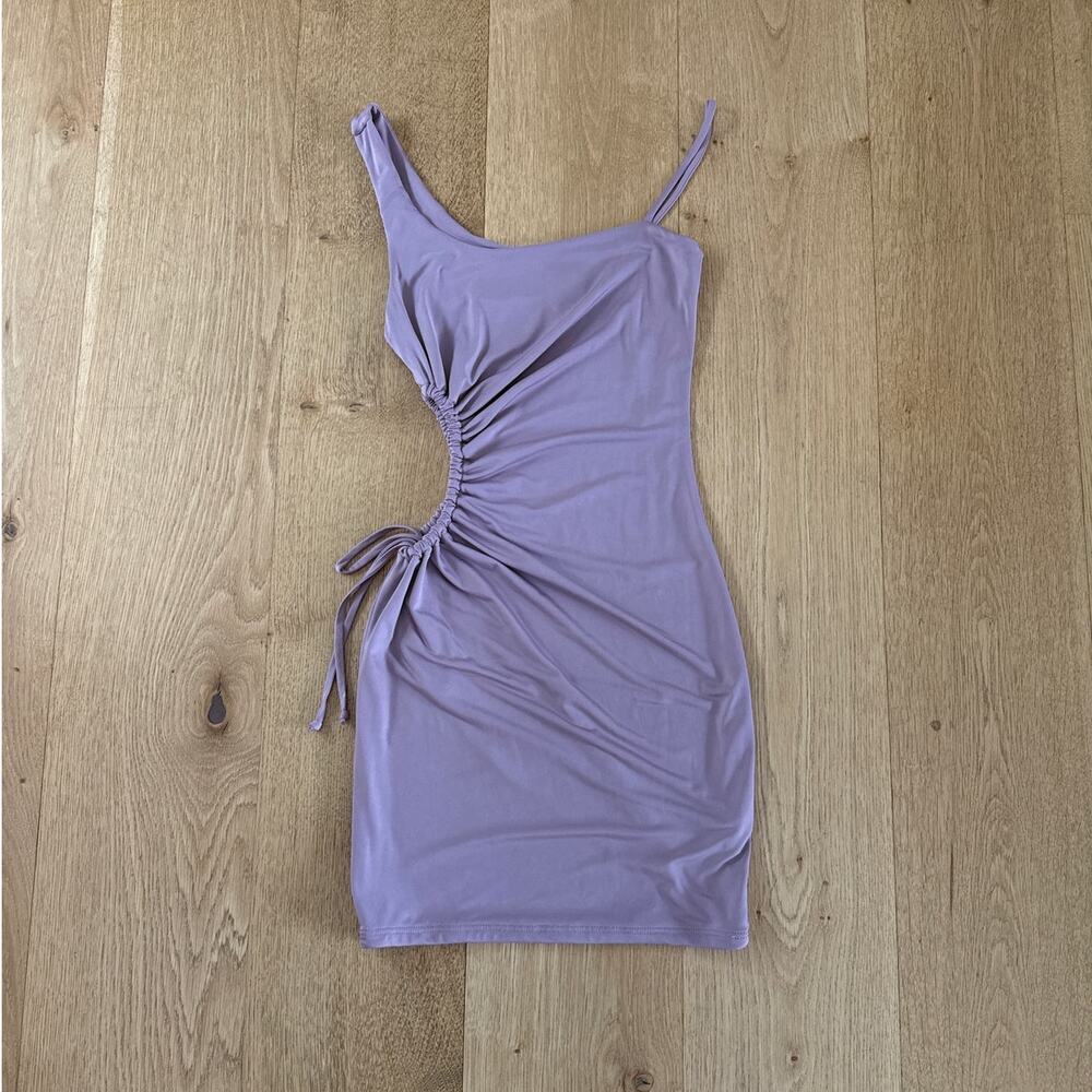 LA Luxe Mini Dress One Shoulder Ruched Size S Lilac Purple
